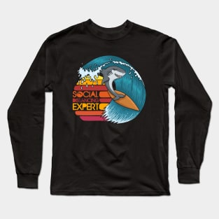 Social Distancing Expert - SURFER SHARK Long Sleeve T-Shirt